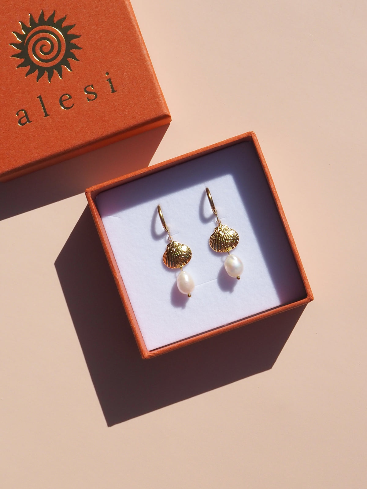 Pearl Shell Hoop Earrings
