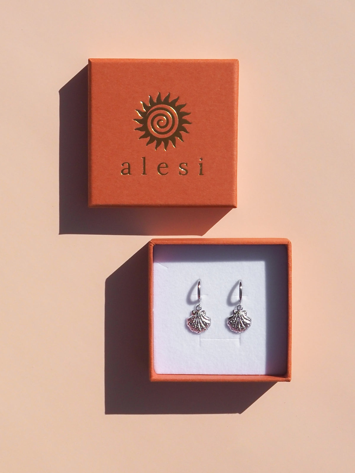 Silver Seashell Hoop Earrings