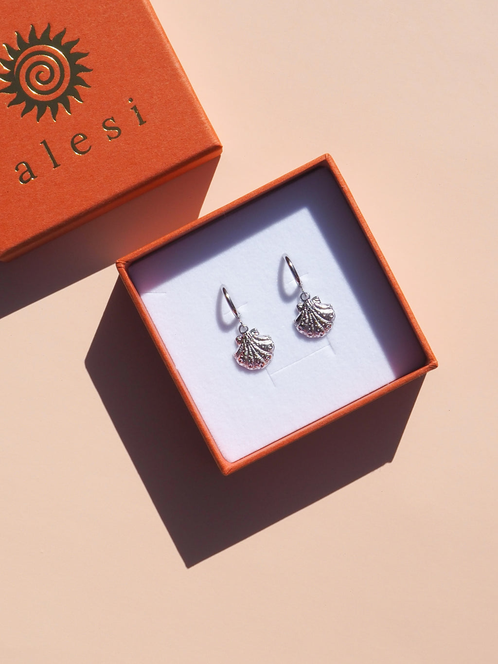 Silver Seashell Hoop Earrings