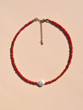 Red Round Freshwater Pearl Necklace