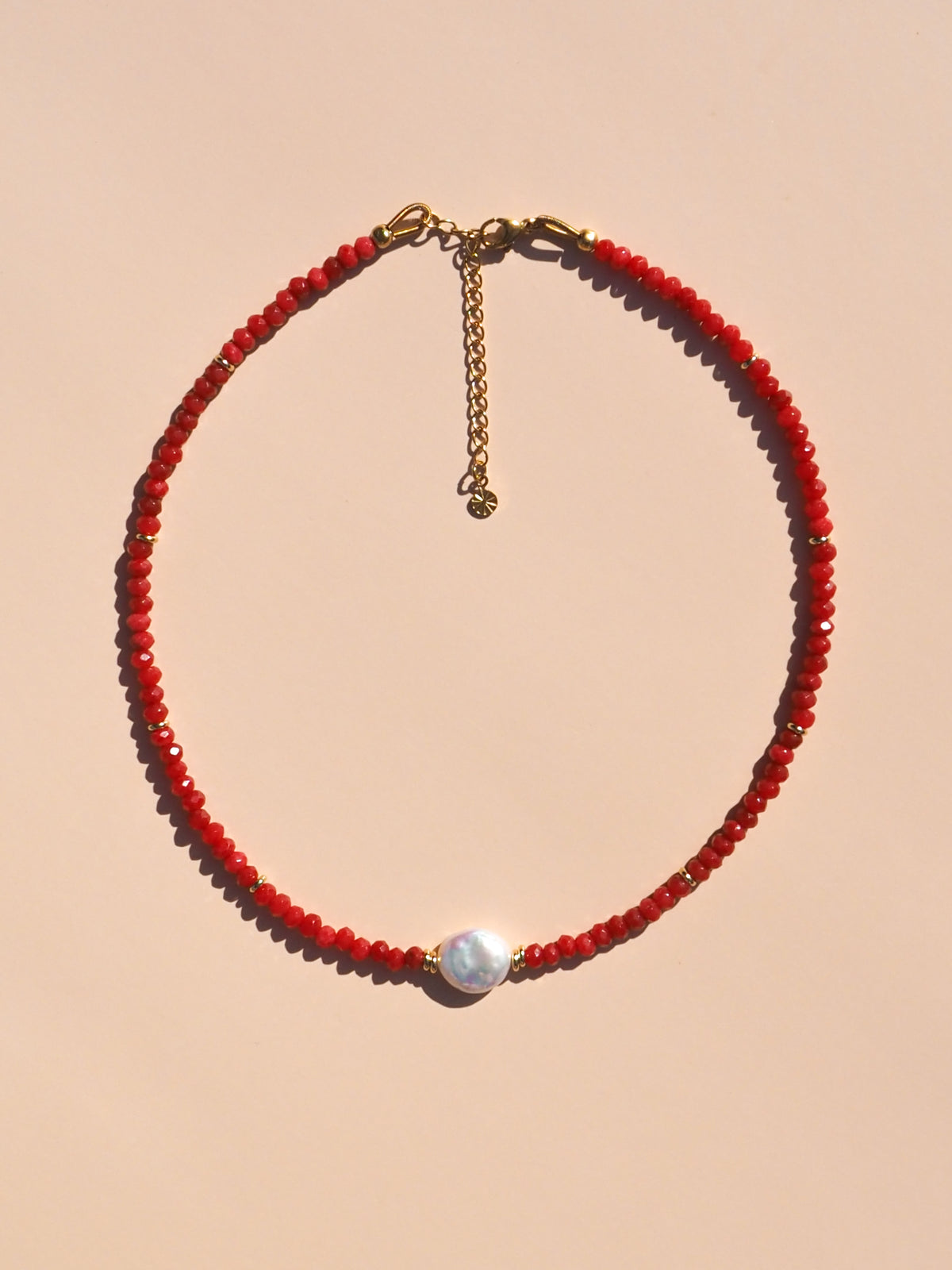 Red Round Freshwater Pearl Necklace