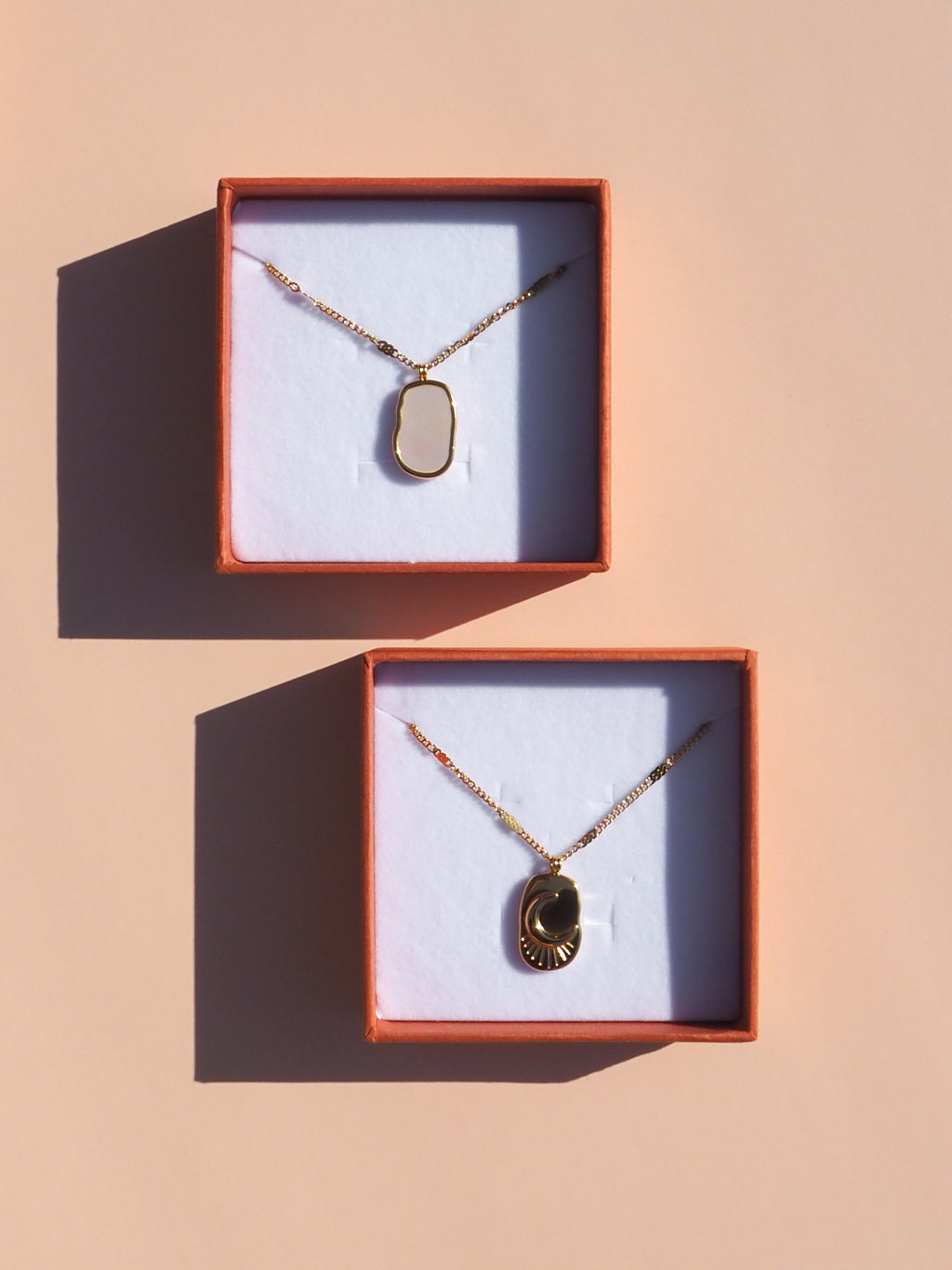 Mother of Pearl Crescent Moon Necklace - Double Sided