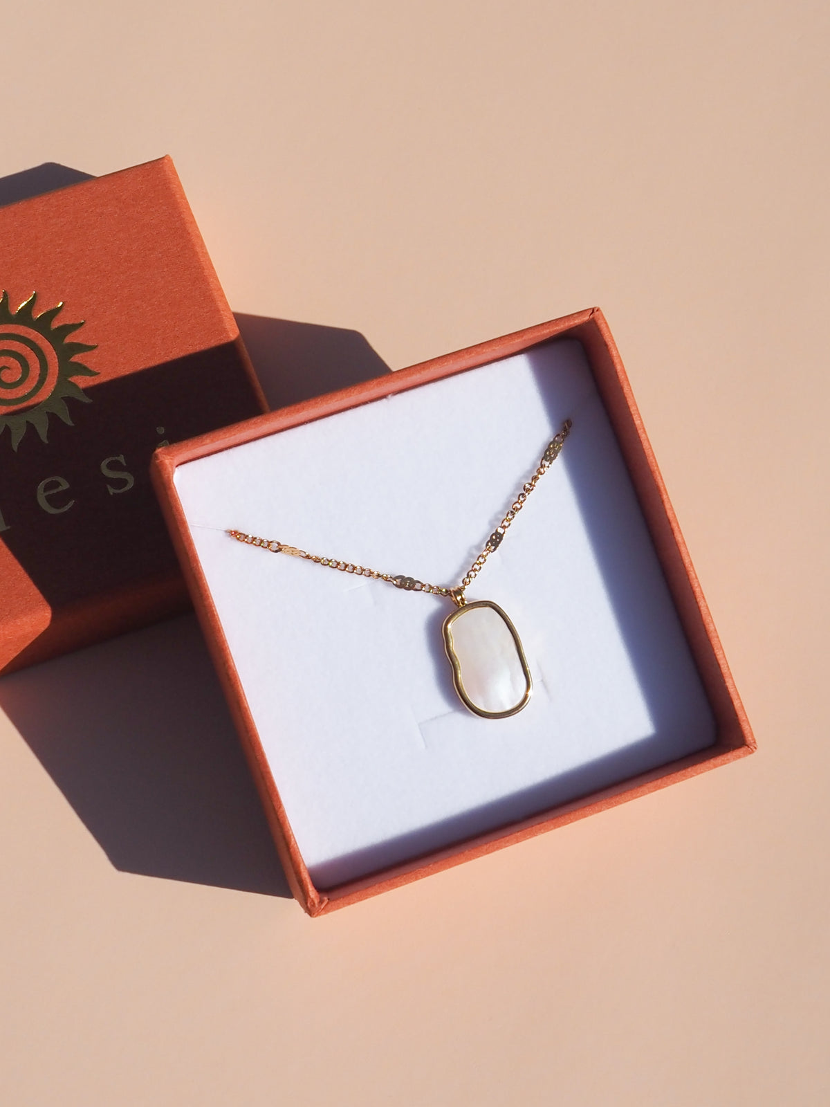 Mother of Pearl Crescent Moon Necklace - Double Sided
