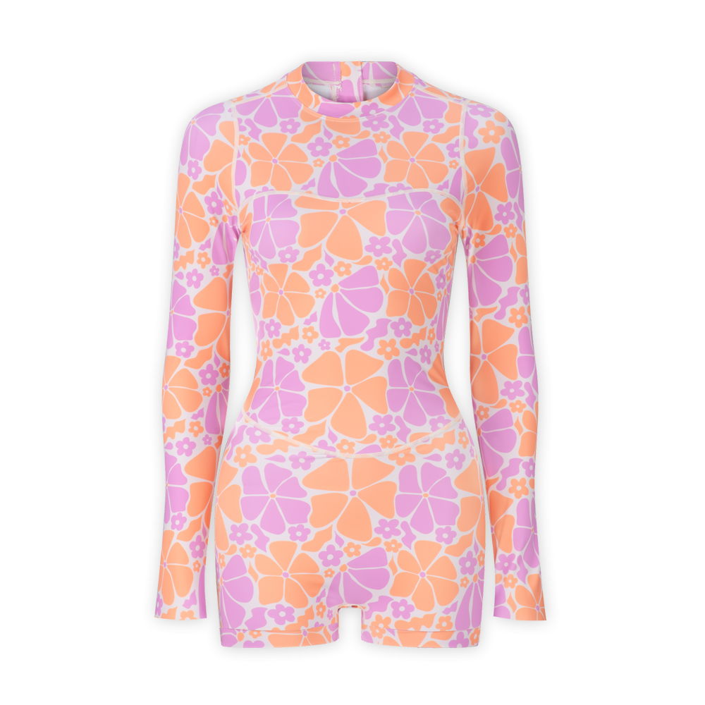 Auraya Long Sleeve Surf Suit - Sunset Bloom