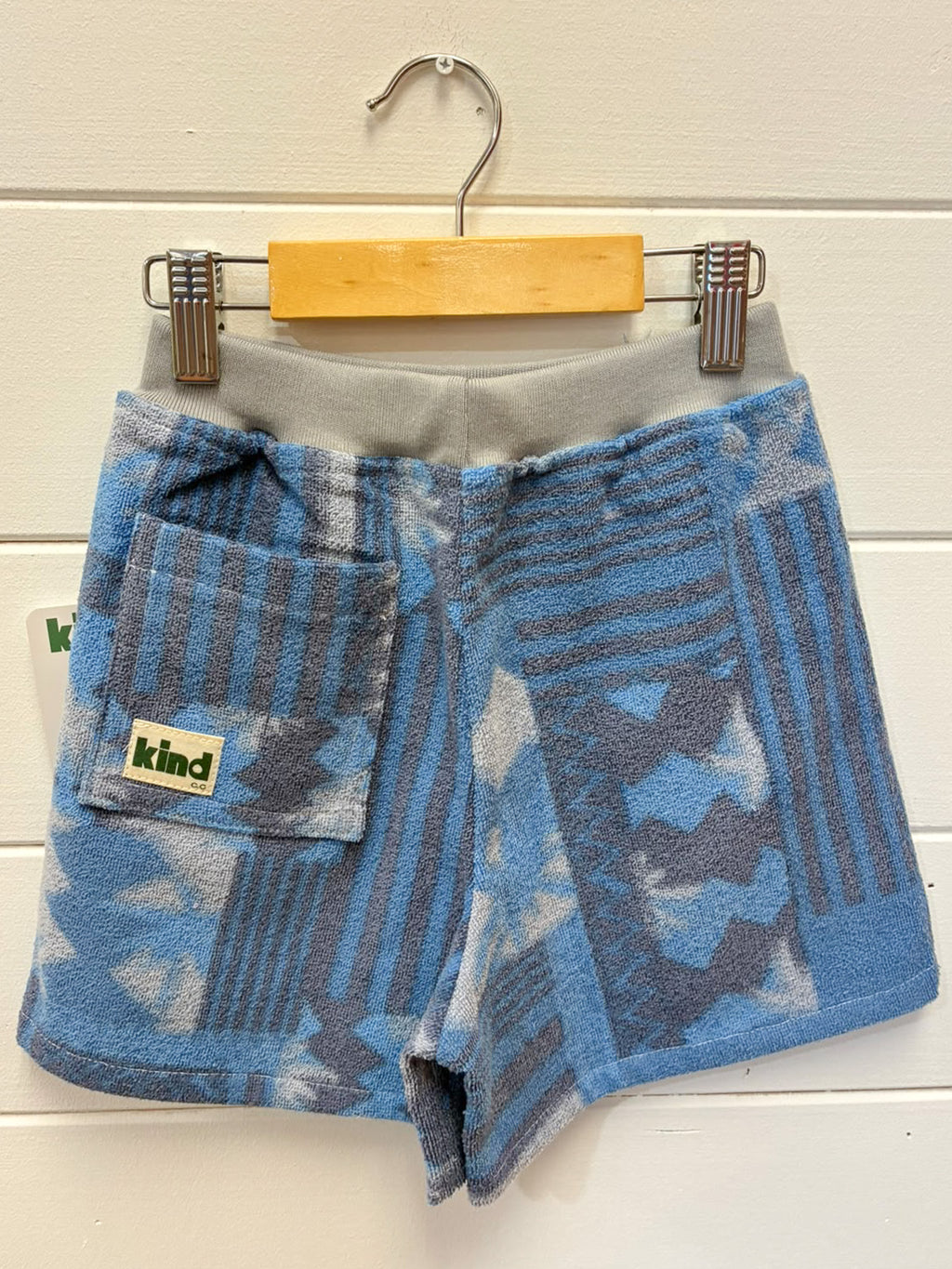 Kind Clothes Club Blue Aztec Terry Shorts | Size 4