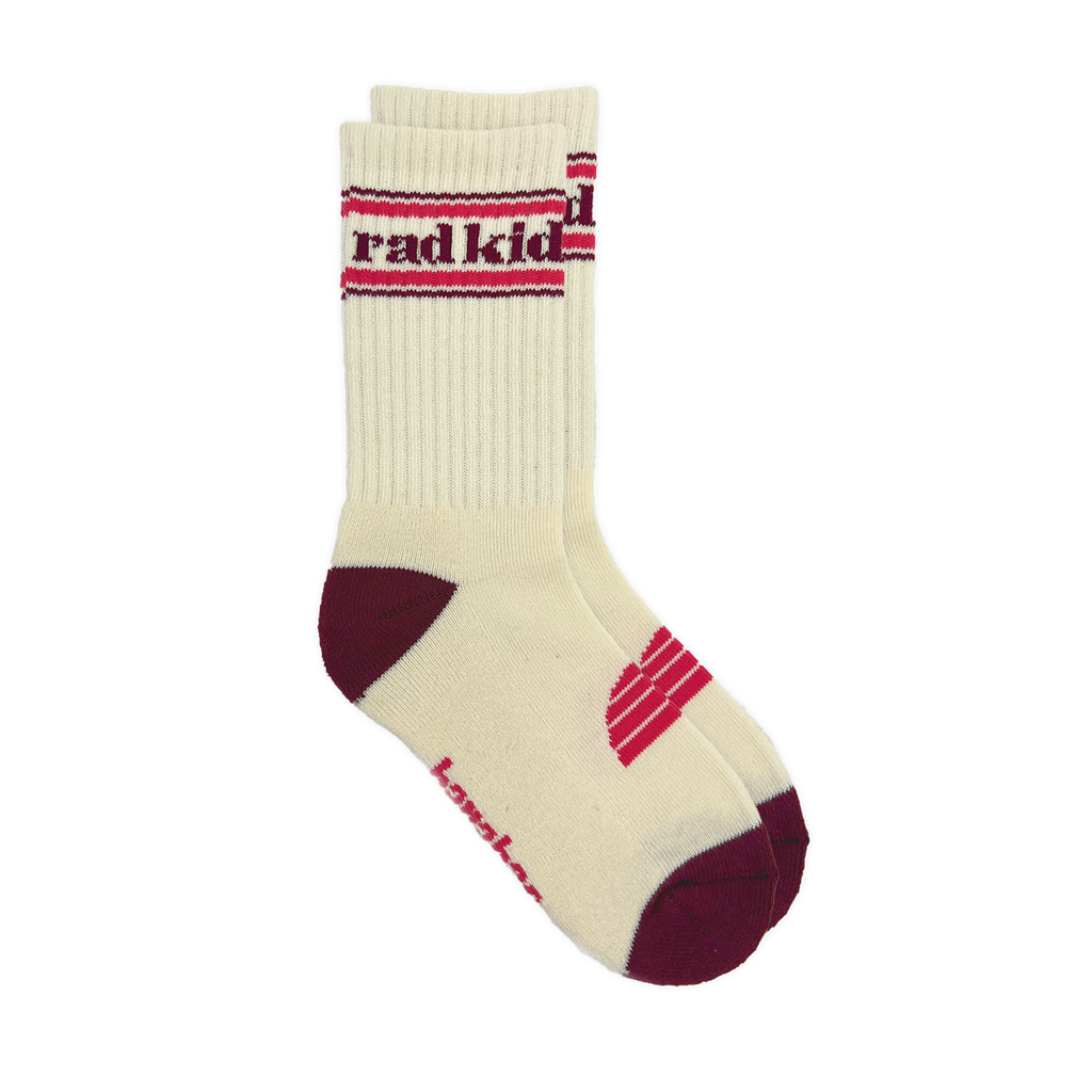 Rad Kid Organic Cotton Crew Socks - Pink: KIDS (4-8 years)