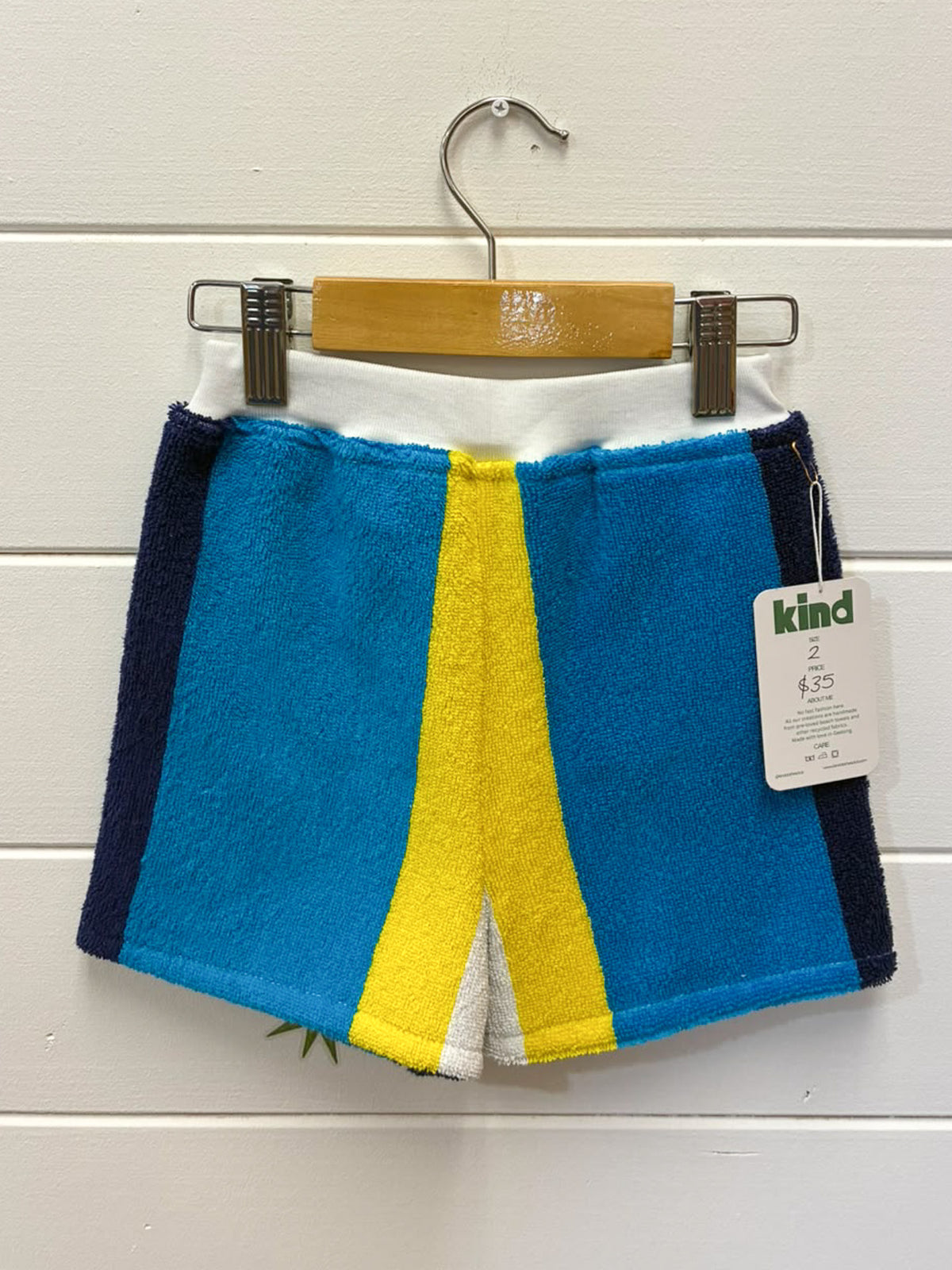 Kind Clothes Club Blue Yellow Terry Shorts | Size 2