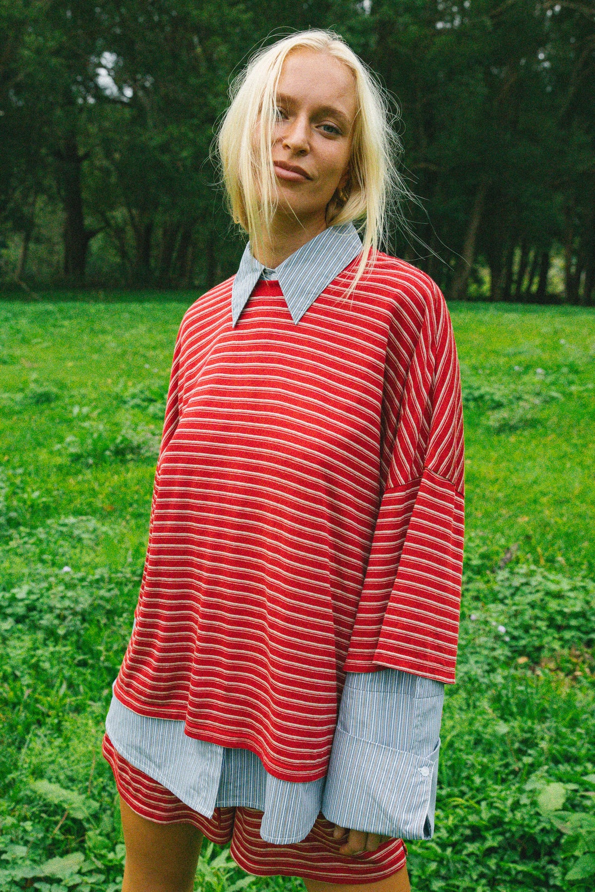 Cracker Day Club Basic Tee - Ruby Stripe