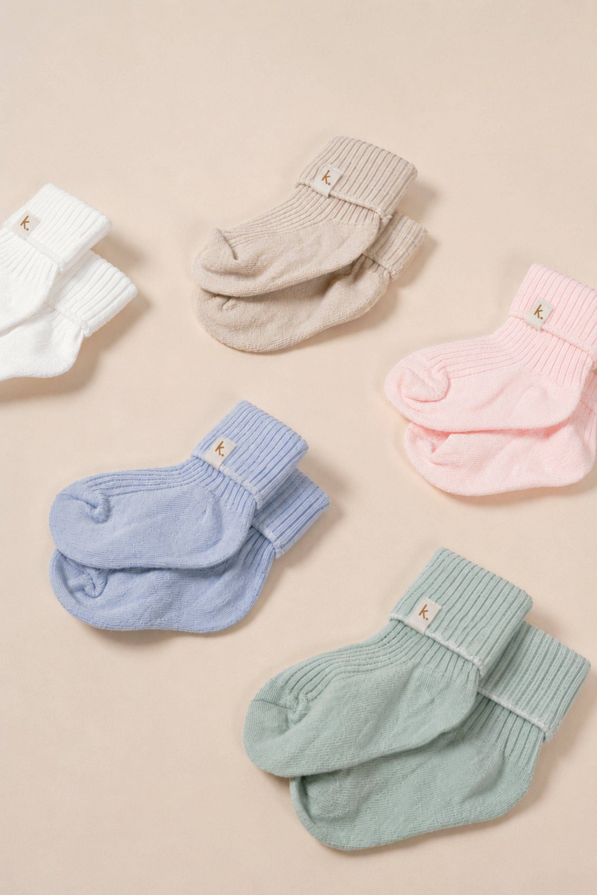 Cotton Ribbed Baby Socks: Oat / 0 - 6 Months