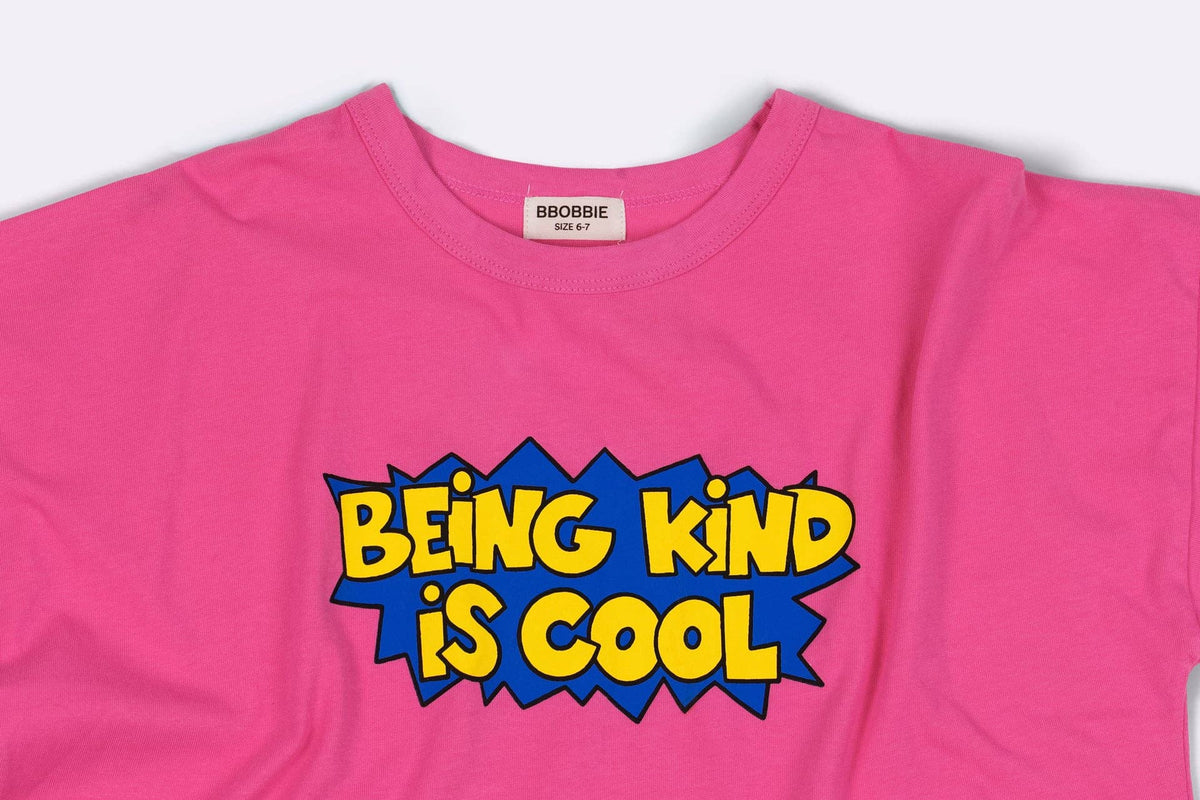 BEING KIND IS COOL TEE in BUBBLEGUM PINK: 2-3