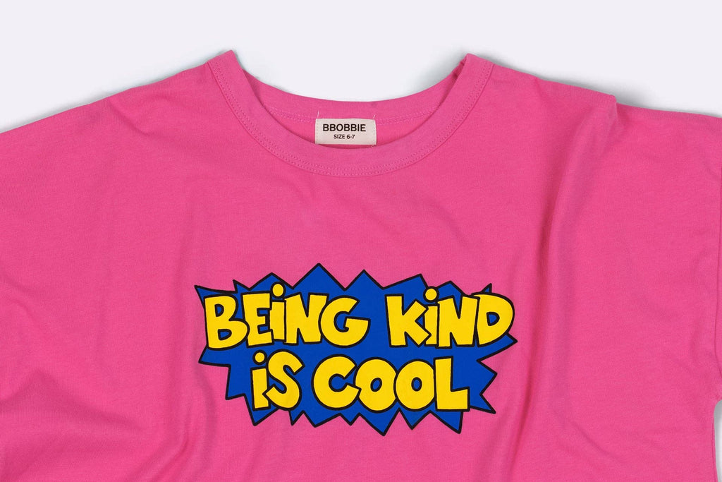 BEING KIND IS COOL TEE in BUBBLEGUM PINK: 4-5