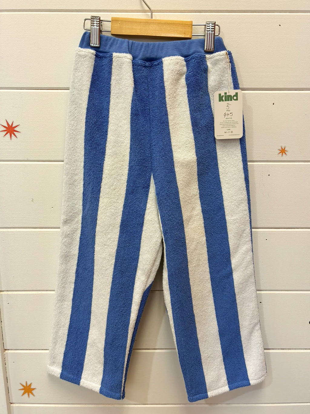 Kind Clothes Club Blue Stripe Terry Pants - Size 5