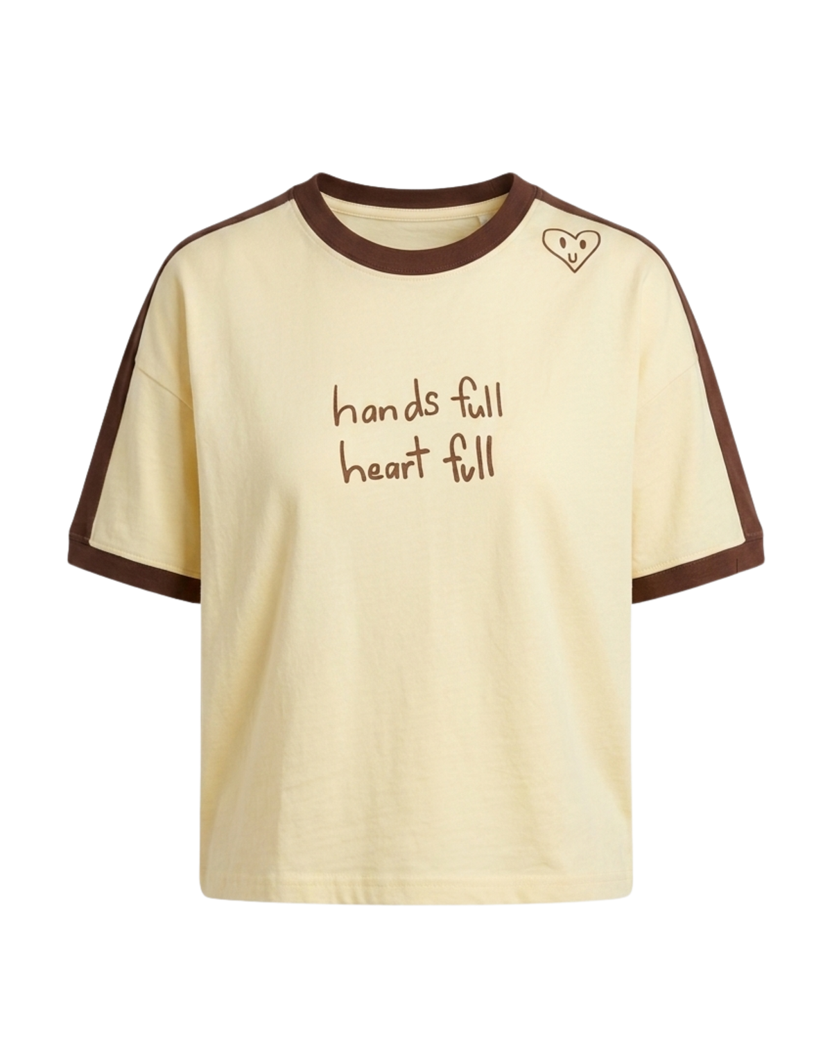 Heart Full Tee - Cream/Choc: L