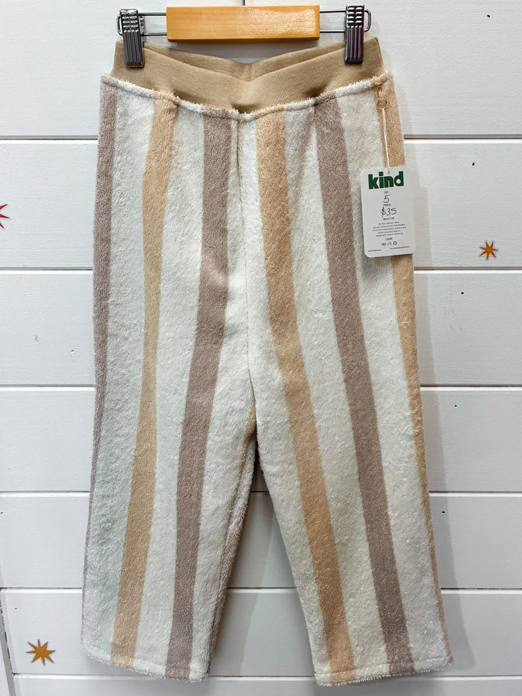 Kind Clothes Club Sand Stripe Terry Pants - Size 5