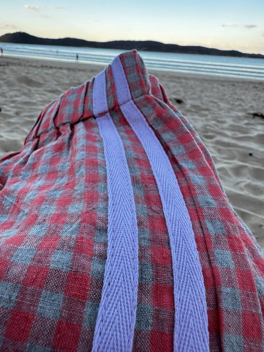 Linen Shorts - Peach Check (Lilac Stripe)