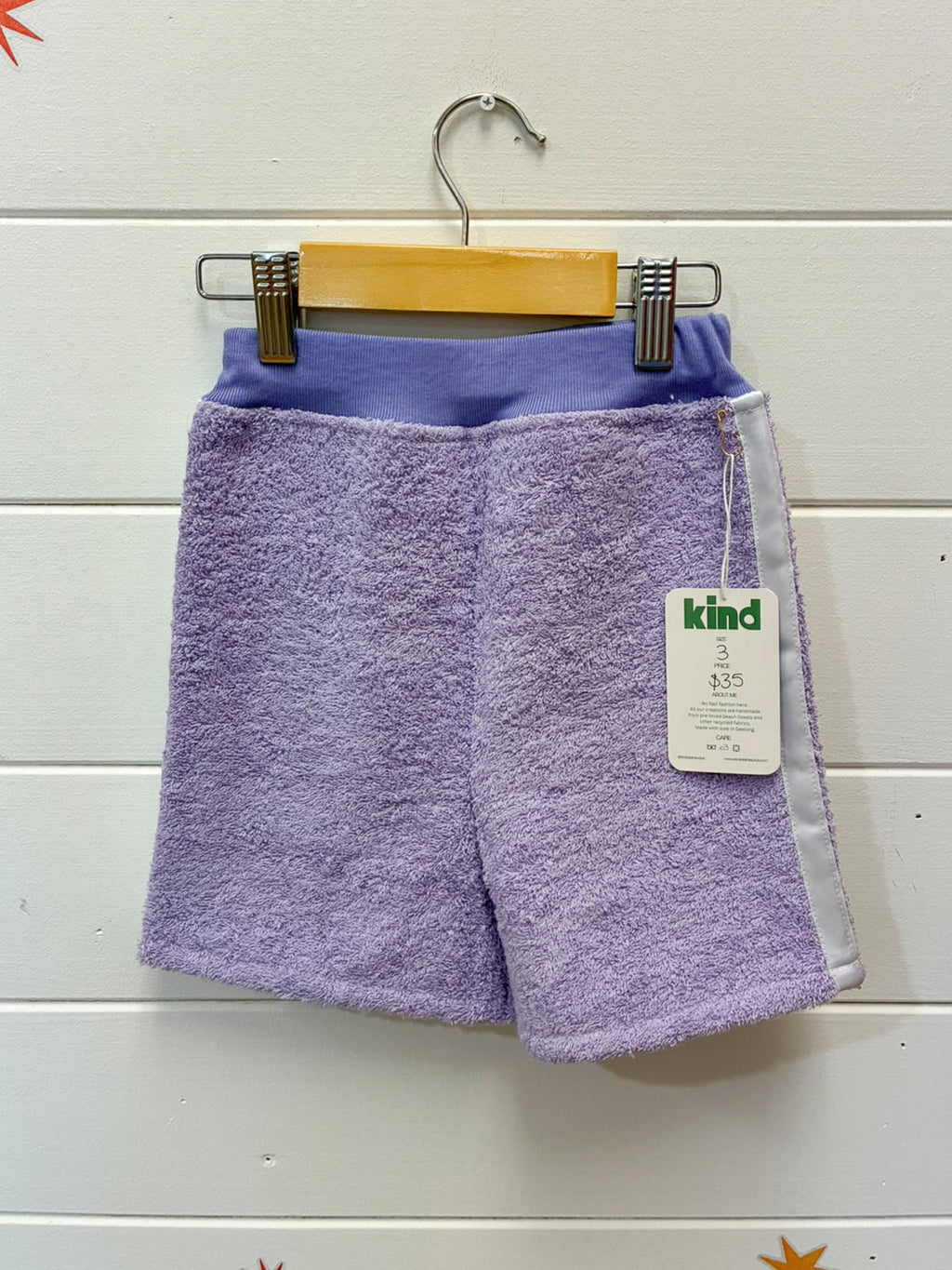 Kind Clothes Club Lilac Terry Shorts | Size 3