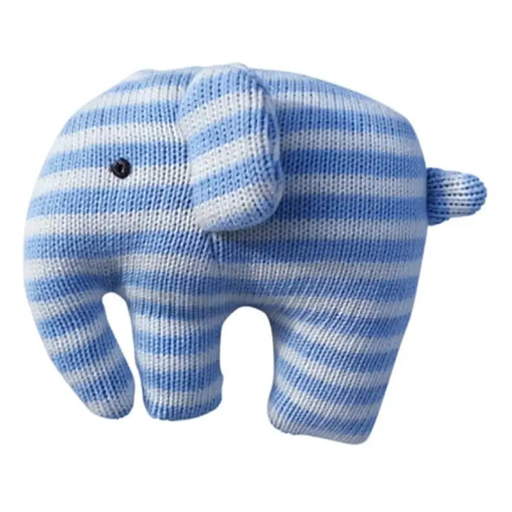 Emotion & Kids Knitted Elephant Rattle - Pale Blue Stripe