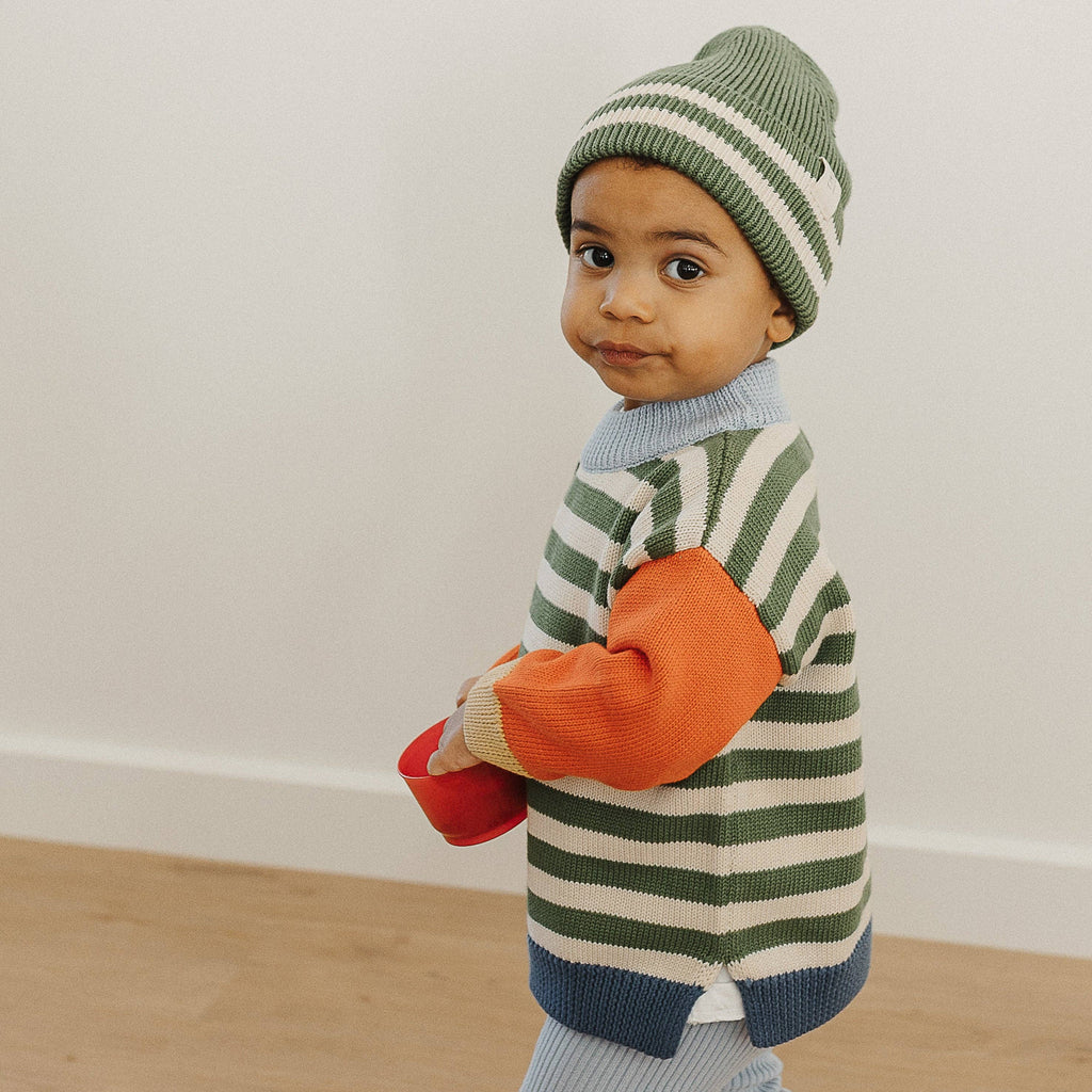 Organic Cotton Knit Jumper - Clover Stripe Colour Block: 3