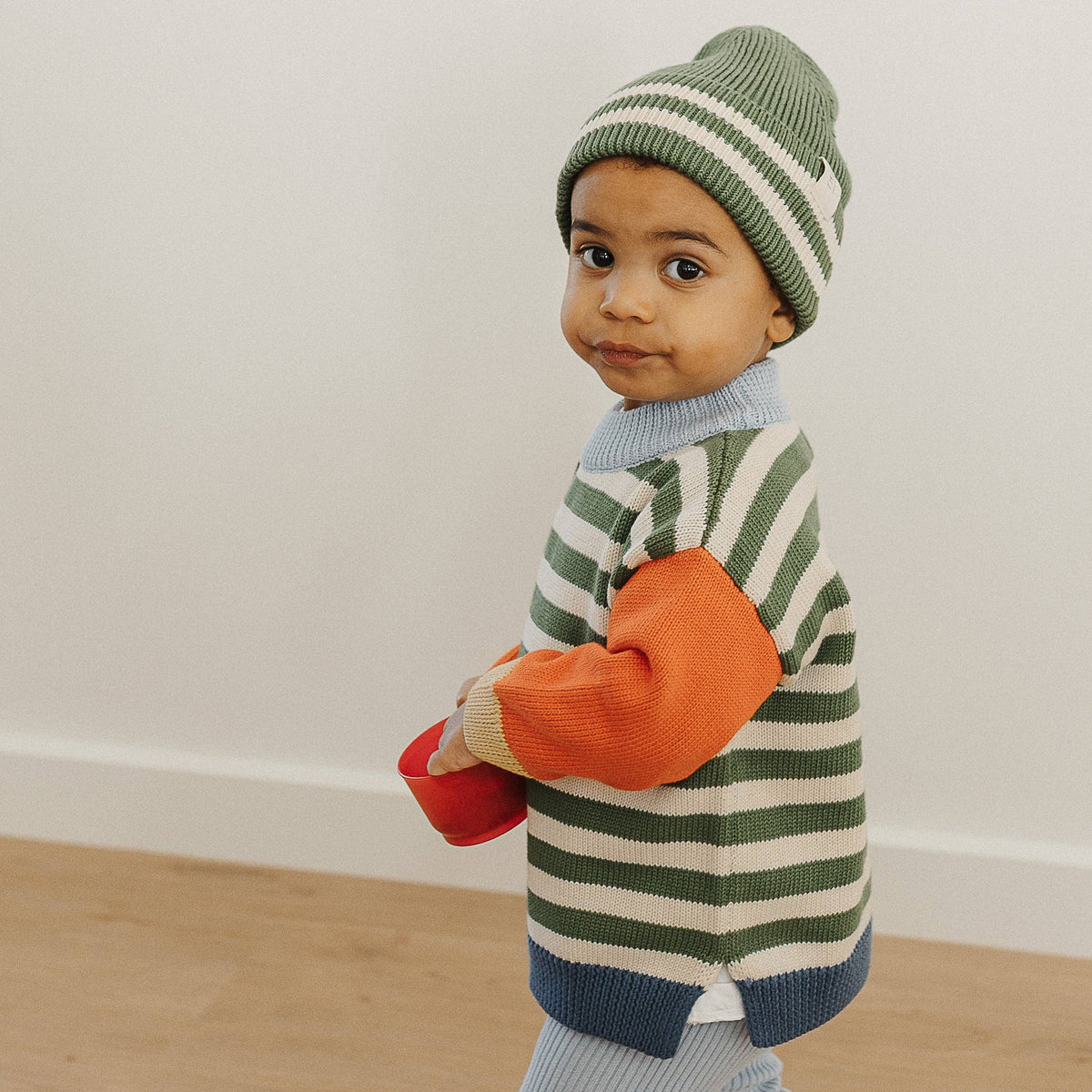 Organic Cotton Knit Jumper - Clover Stripe Colour Block: 3