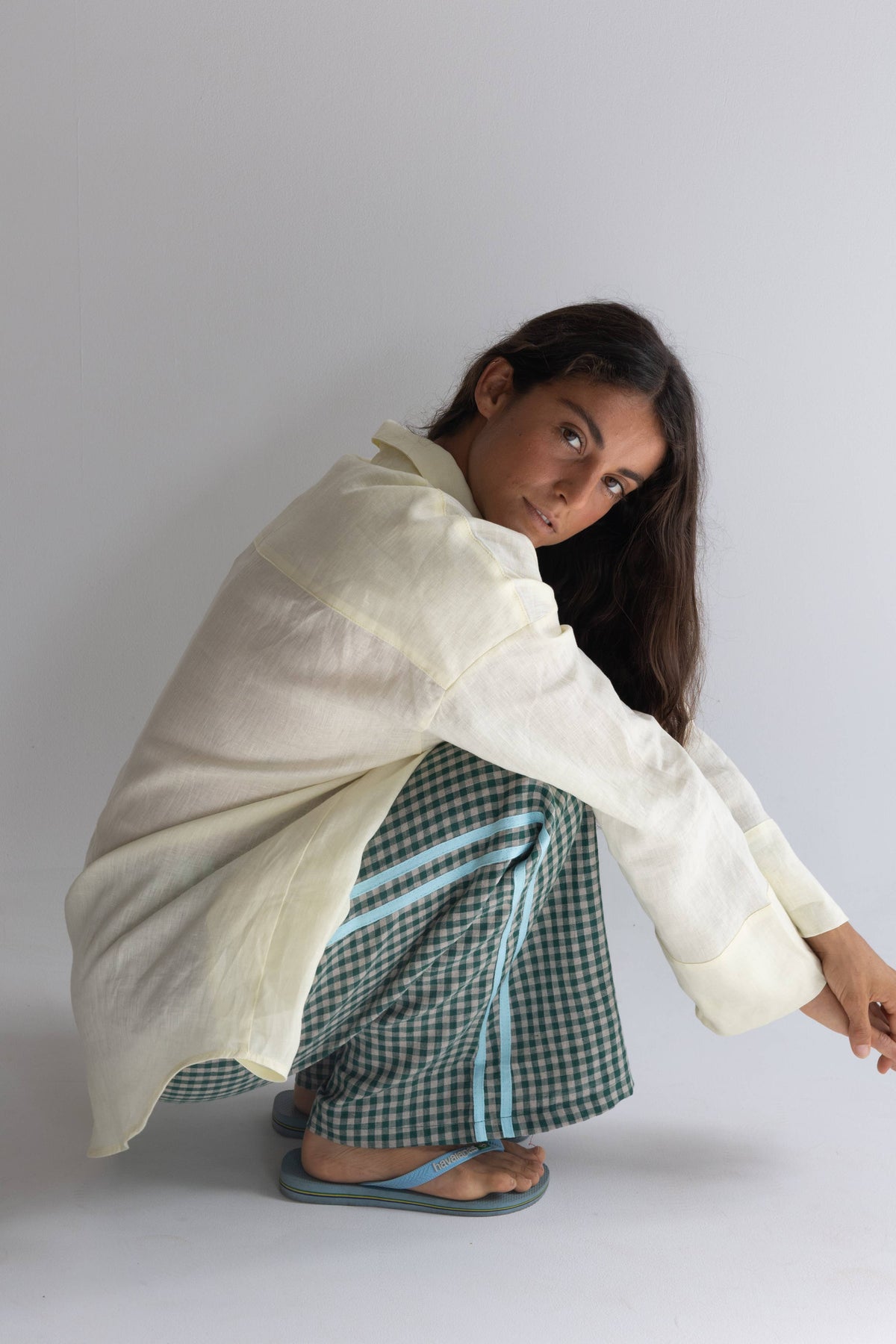Linen Pant - Green Check