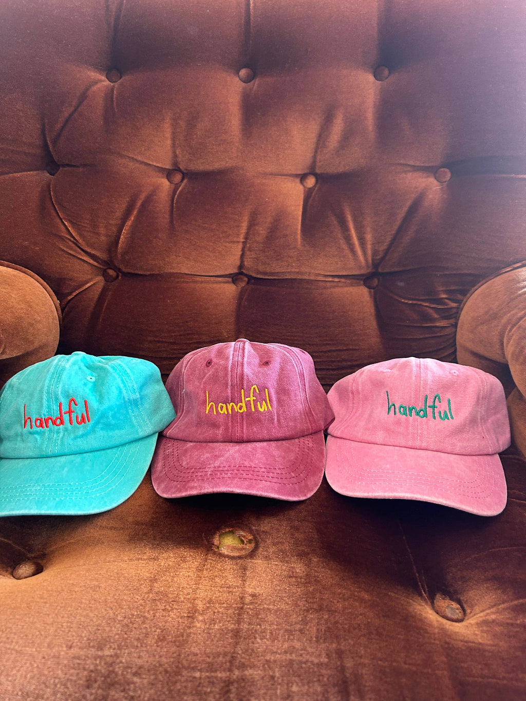 Handful Kids Cap: Pink w/ Green Design