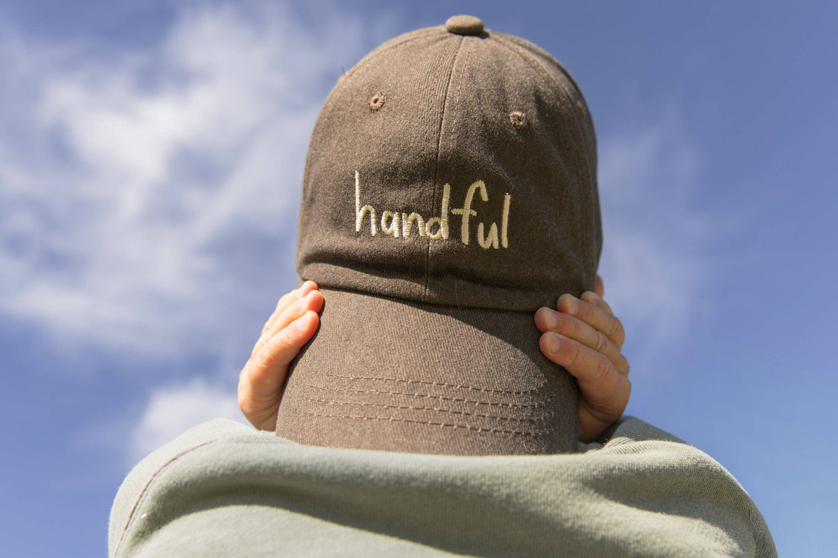 Handful Kids Cap: Teal w/ Red Design