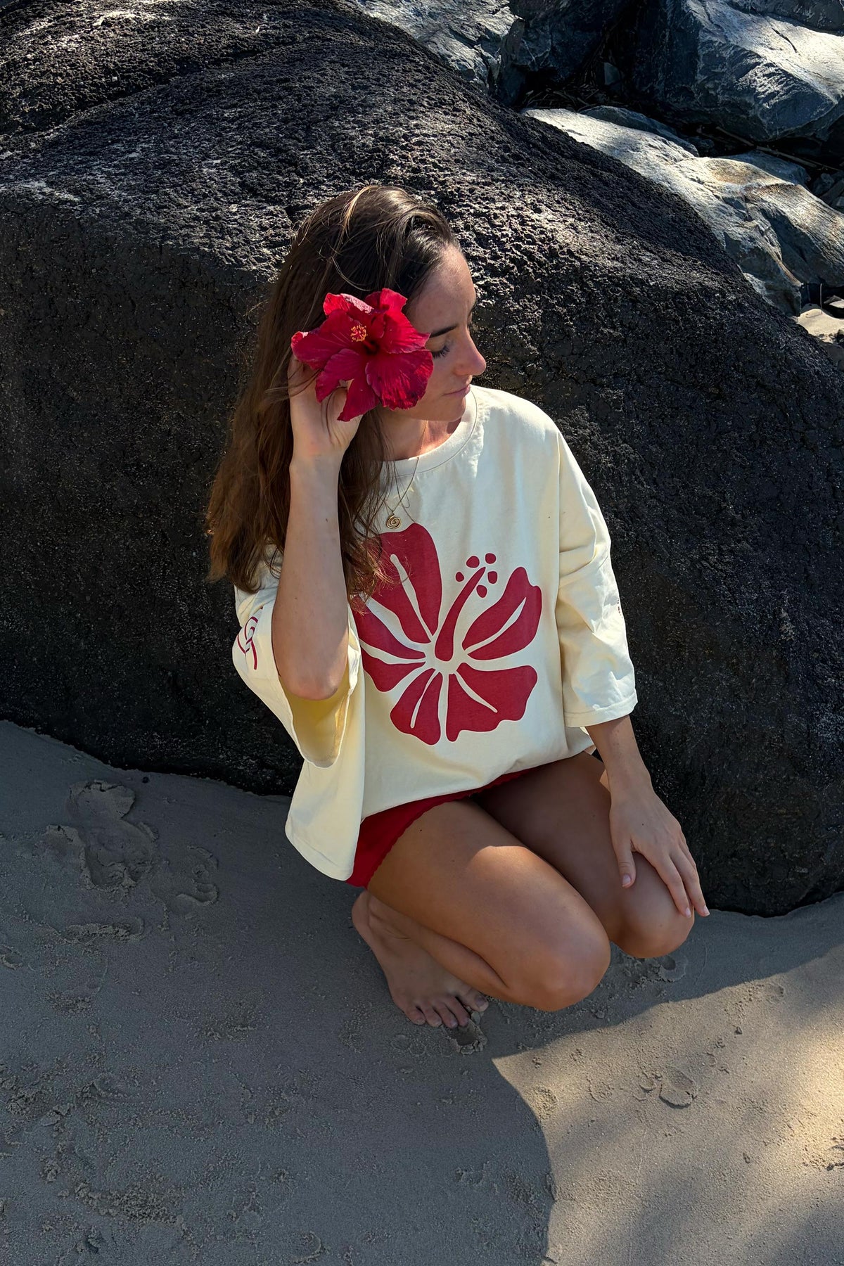 Cracker Day Club Hibiscus Box Tee - Lemon