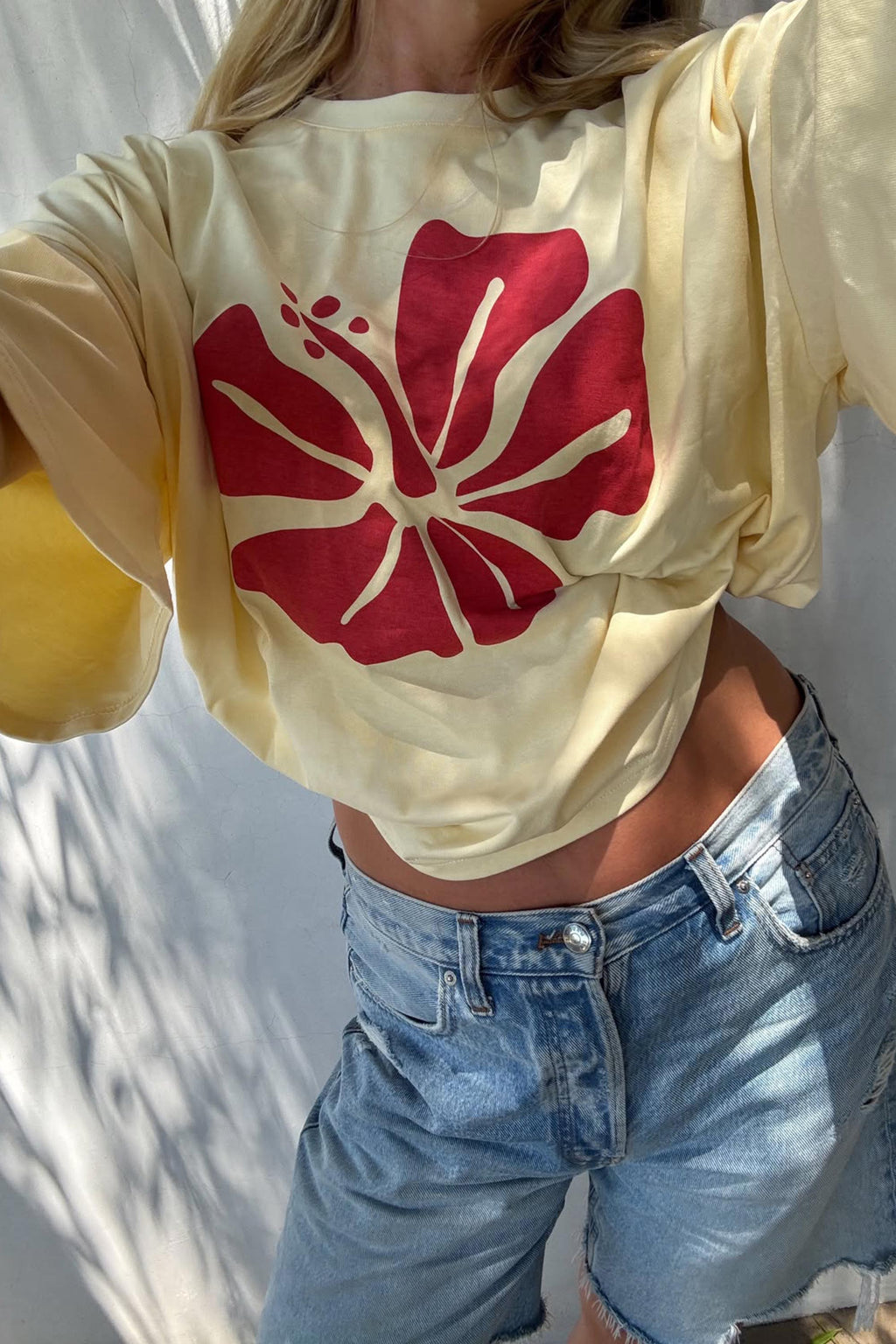 Cracker Day Club Hibiscus Box Tee - Lemon