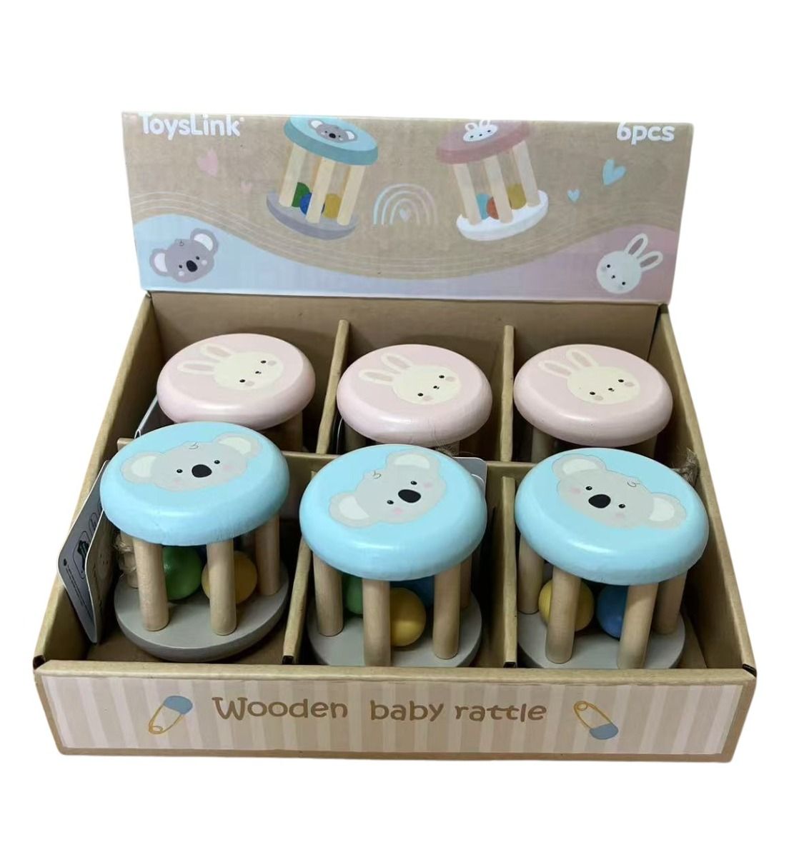 Wooden Koala & Bunny Rattle