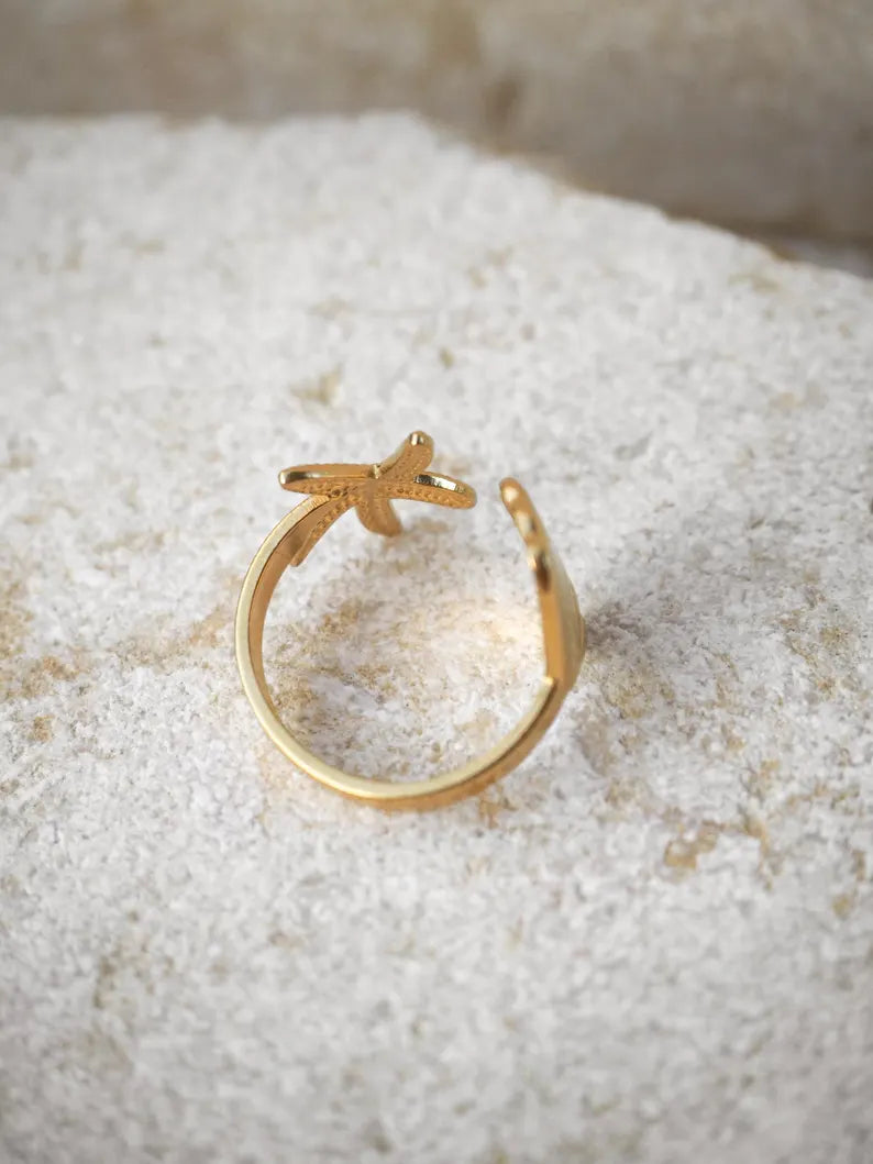 Starfish Seashell Ring Adjustable
