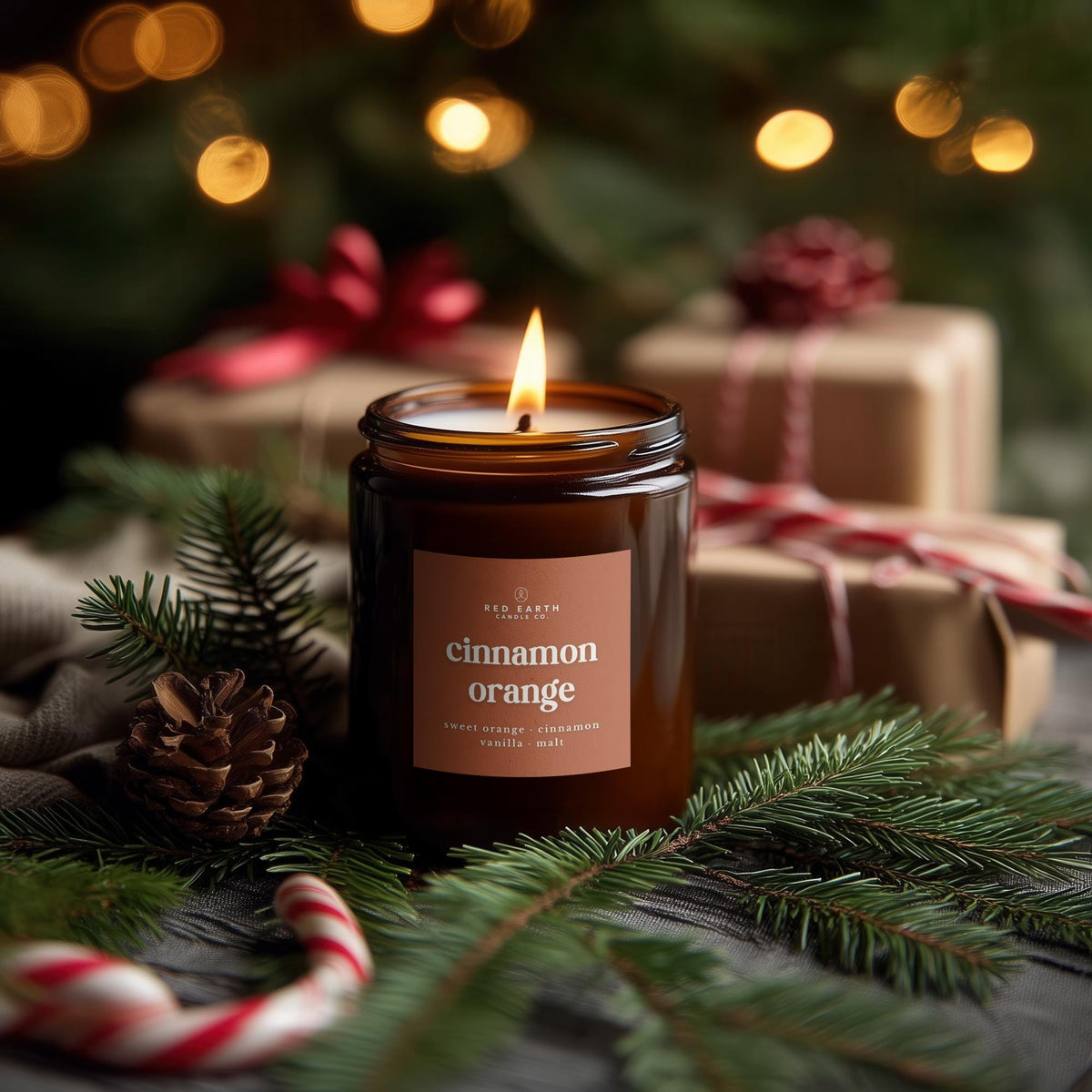 Red Earth Candle Co. Cinnamon Orange Christmas Soy Candle | 40+hrs