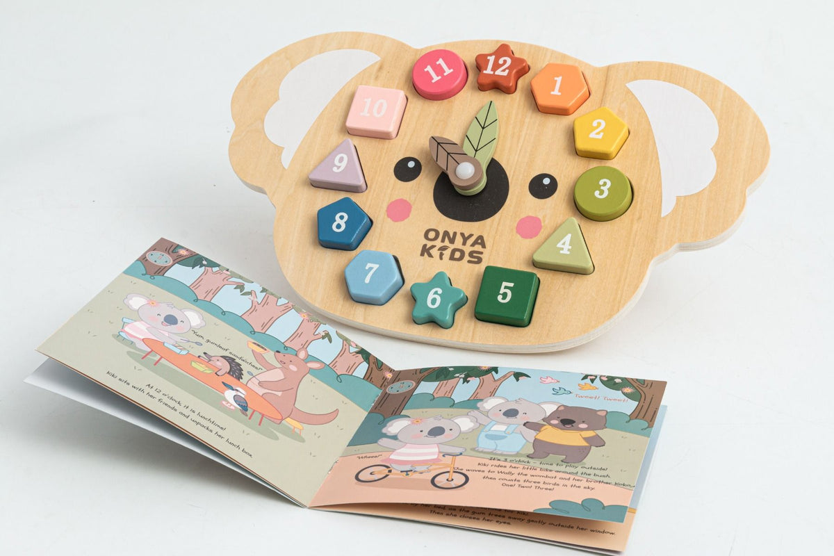 Wooden Koala Learning Clock