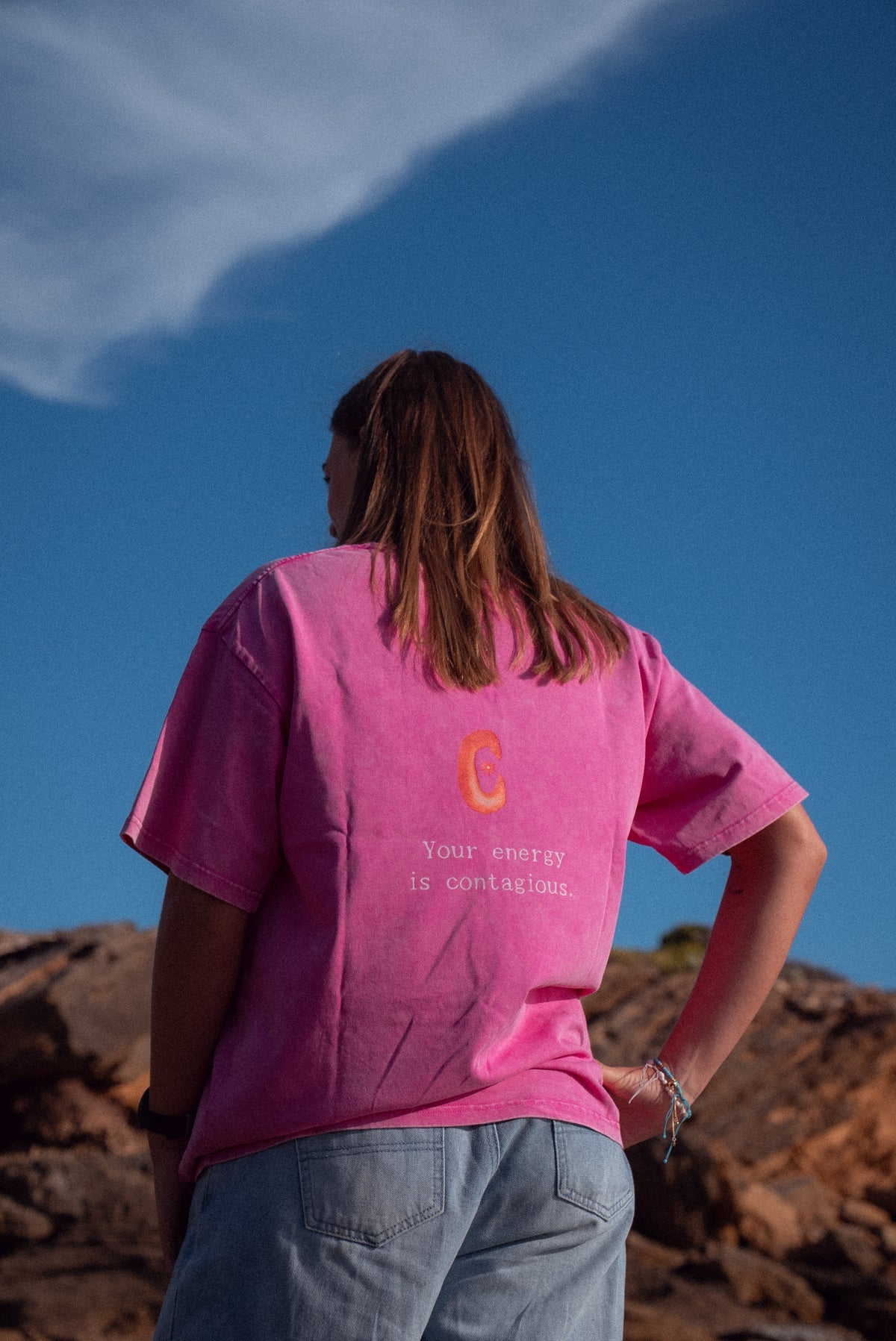 Zamimi Swell Tee in pink, back view