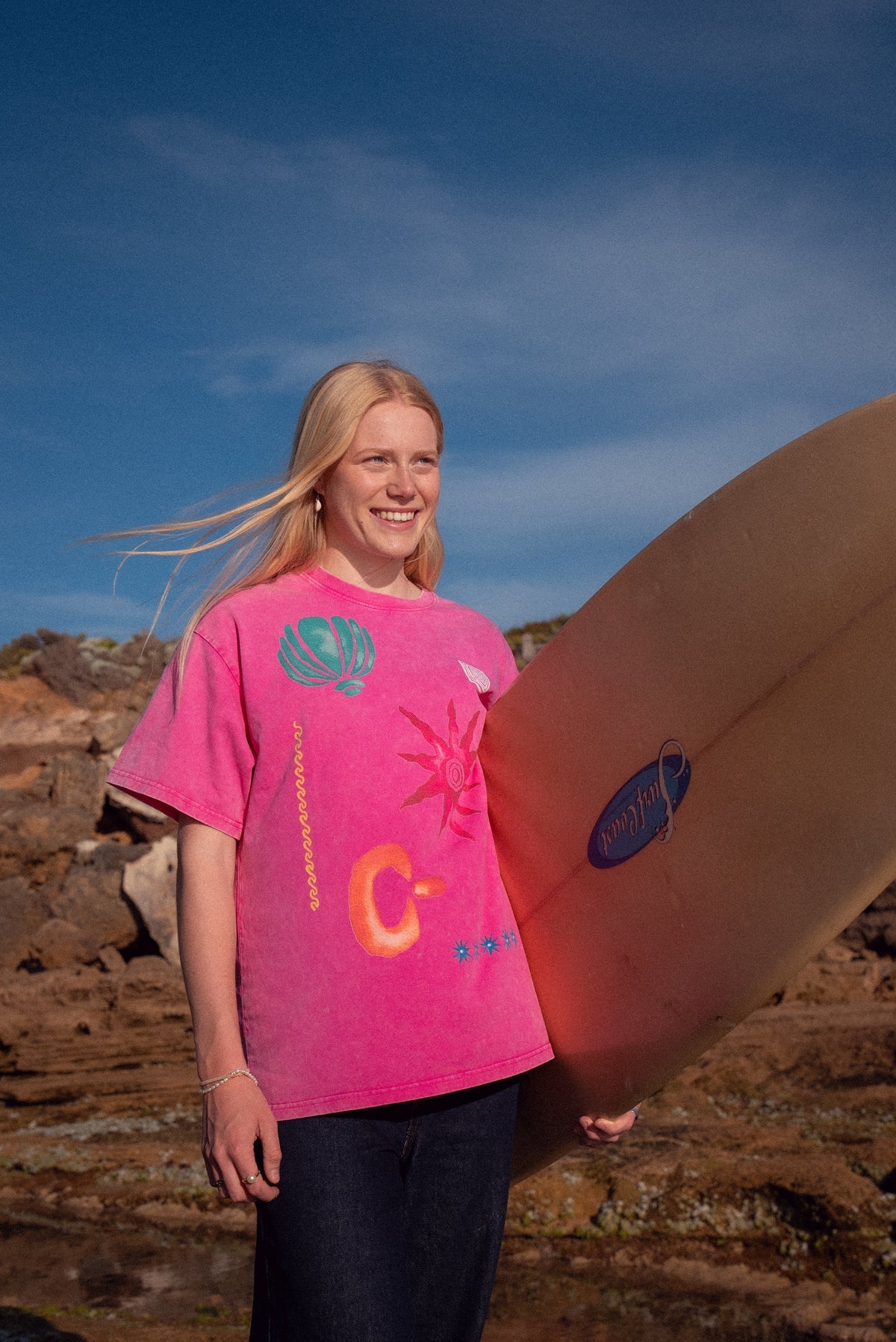 Zamimi Swell Tee in pink, front view