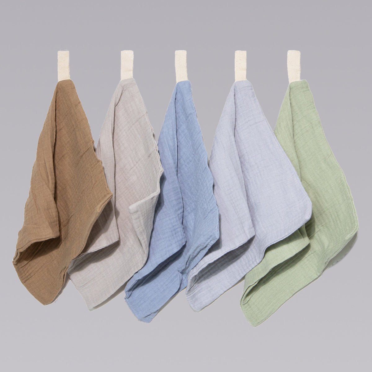 Zoe Sage Organic Muslin Wash Cloths 5 Pack - Earth and Sky